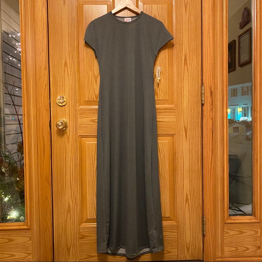 NWT LuLaRoe Maria Dress Grey with White Polka Dot